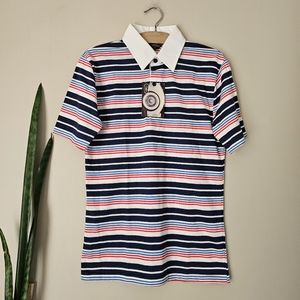 VINTAGE | BNWT | Dale's Red, White & BLue Striped Collared Polo Shirt